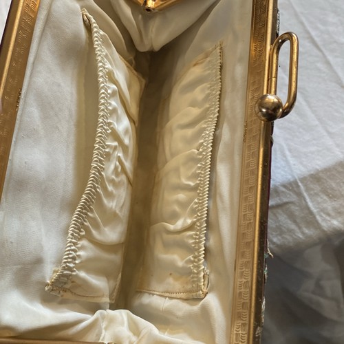 Vintage Clutch Handtasche bestickt mit Pfau und Blumenmuster - Bild 7 von 12