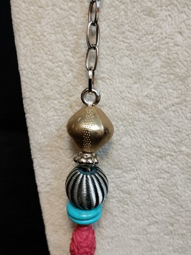 Chicos Long Brushed Gold Multi Colored Beautiful Beaded Necklace - Picture 15 of 24