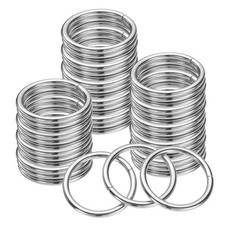 60Pcs Metal O Rings, 1" Round Ring Buckles Welded Metal Rings, Silver Tone