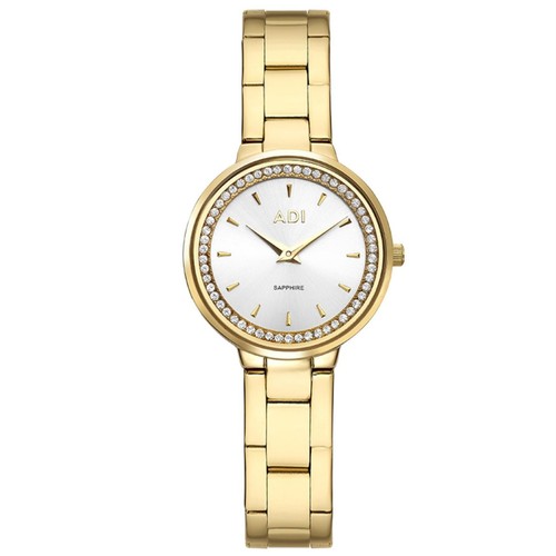 Adi Women's 18K Gold PVD Waterproof Watch w/ Zircon Stones & Sapphire, 32.5mm - Picture 5 of 7