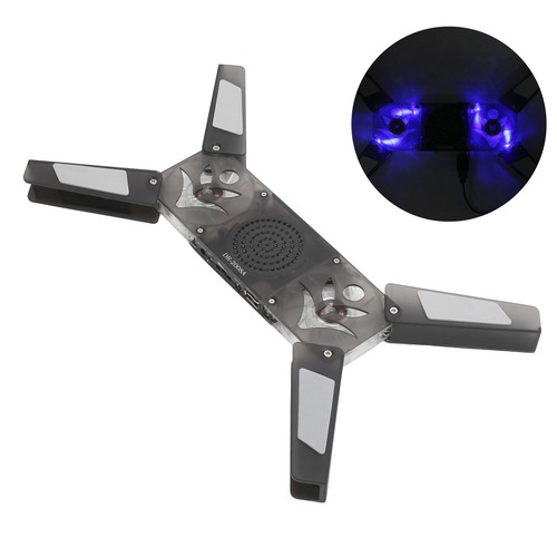 Laptop Cooling Pad 2 Transparent Fan Foldable LED Blue Light With Speaker Sta CB - Afbeelding 18 van 19