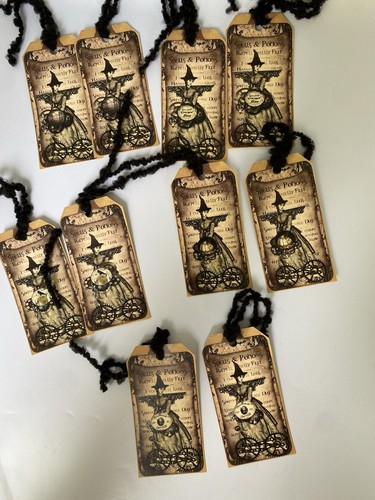 Misc Lot 58 Primitive Folk Art Halloween Hang Gift Tags Linen Photo Witch A5 - Picture 11 of 11