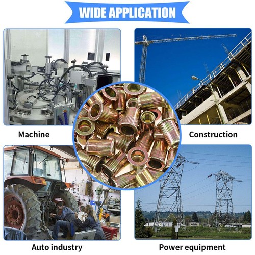 Set dadi rivetti multiuso - 100 inserti in acciaio al carbonio zincato, 5/16"-18UNC - Foto 8 di 9