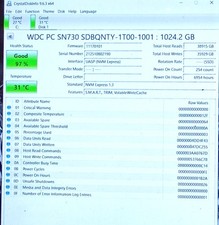 SDBQNTY-1T00-1001 WD PC SN730 1TB PCIE NVMe 3.0 x4 M.2 2280 Solid State Drive