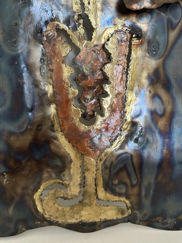 Arte en metal colgante de pared grande 3D aplicado uvas botella de vino vidrio iridiscente 26” - Imagen 19 de 23