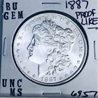 1887 BU GEM MORGAN SILVER DOLLAR UNC MS+++ U.S. MINT RARE COIN 6957