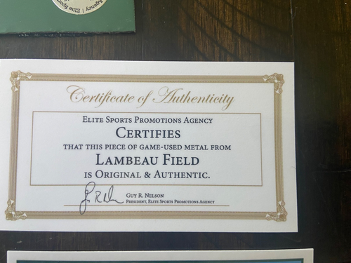 Game Used Piece Lambeau Field Orginal Metal - Picture 3 of 3