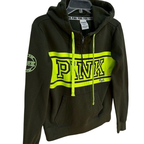 Victoria's Secret PINK Women's Green Quarter Zip Hoodie Size S - Picture 2 of 9