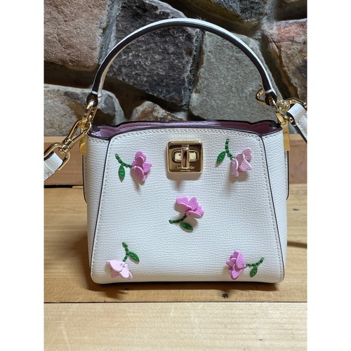 Kate Spade Phoebe Applique Purse Top handle bag Meringue. PINK flowers. shoulder - Picture 1 of 13