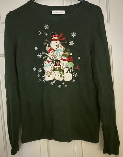 Maglione Christopher Banks donna natalizio pupazzo di neve taglia M verde vacanza fiocco di neve - Foto 2 di 7