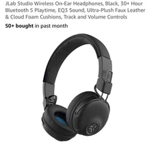 JLab Studio Wireless On-Ear Headphones 30+ Hr. Bluetooth EQ3 Sound, Faux Leather