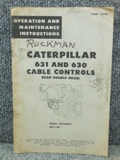 OEM Factory Caterpillar 631 630 Cable Controls Operation and Maintenance Manual