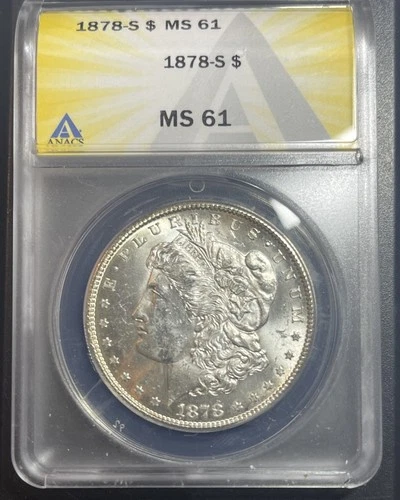 1878-S ANACS MS61 Morgan Silver Dollar A GREAT Coin. Nice Grade. 90% Silver