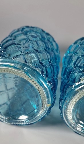 Blaue Glasflaschen im Romagna-Stil x 2 - 5 Zoll dekorative Vasen - Floristik Wohndeko - Bild 11 von 20