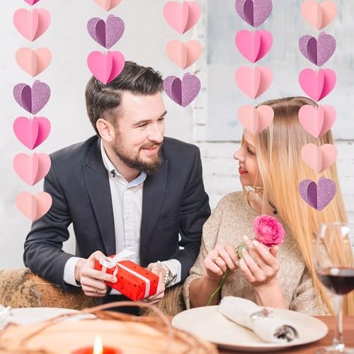CNhoqc Mother’s Day Paper Garland - 4pcs 3D Pink Romantic Heart-Shaped Paper - Picture 7 of 7