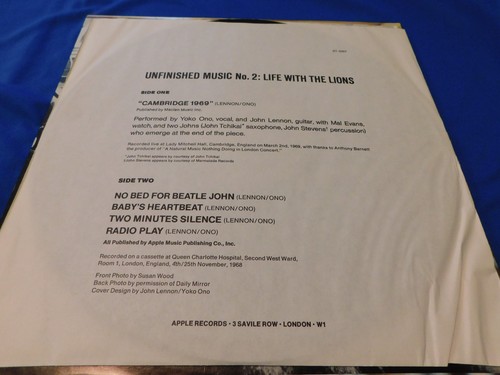 LIFE WITH THE LIONS JOHN LENNON Vinyl LP Schallplatte Album ZAPPLE unvollendete Musik #2 - Bild 5 von 9