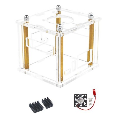 Acrylic Enclosure Clear Shell Cover W/ Cooling Fan For Orange Pi Zero 3 Replace