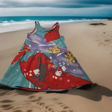 Vtg Golden Rainbow Cotton Sundress Beachy Abstract 1990 Sleeveless Size 4 USA