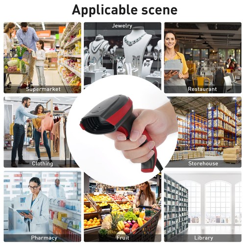 Barcode Scanner Wired,2D Bar Code Reader Automatic QR 1D Bar Code Scanner Sup... - Picture 7 of 7