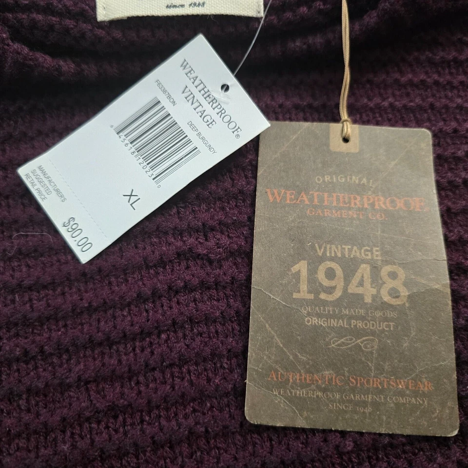 Suéter Impermeable Para Hombre XL Borgoña Profundo Tejido Cuello Redondo Manga Larga Nuevo con Etiquetas Foto 4 de 4