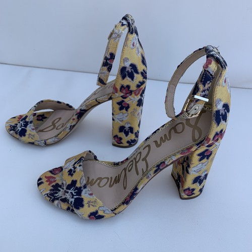 Sam Edelman Yancy Block Heel Pumps Sandals Shoes Size 7 Yellow - Picture 3 of 10