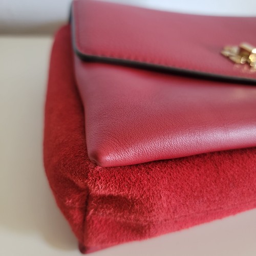 Tory Burch Kira Red Pebble, Suede, Smooth Leather Chain Convertible Crossbody Bag - Bild 14 von 18