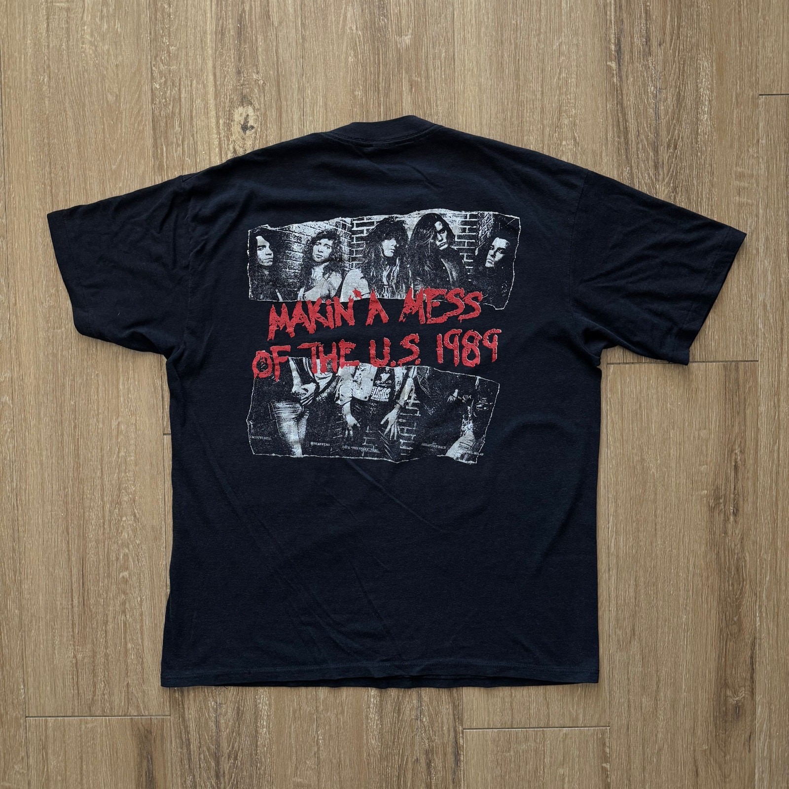 FILA T shirt vintage anni 80 Skid Row 'Makin' A Mess of the U.S 1989 Tour' taglia XL nera