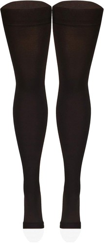 Large Unisex 20-30 mmHg Thigh-Length Open Toe Compression Stockings in Black - Picture 10 of 10