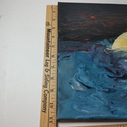Original Acrylic Painting 14" x 12" Moonlight Landscape - Michael Wise - Picture 4 of 10