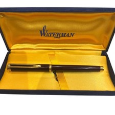 Waterman Fountain Pen 18K Gold Nib Bordeaux Burgundy Lacquer France Boxed