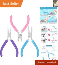 Multi-Colored 3-Piece Jewelry Pliers Set for Crafting  Repair - Essential Tools