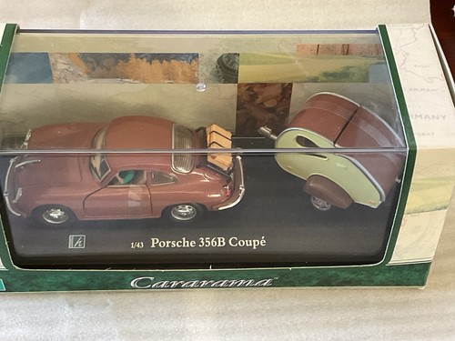CARARAMA 1/43 PORSCHE 356B COUPE with Camping Trailer - Picture 4 of 4