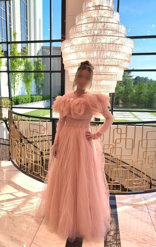 Ana Radu Rose Appliqué Tulle Gown