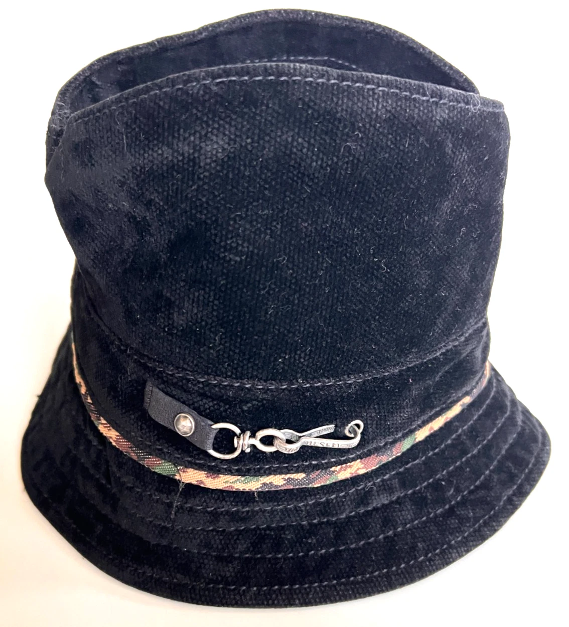 DIESEL Unisex LASERED-A Leather Bucket Hat, Black Size 1/S-M, BNWT