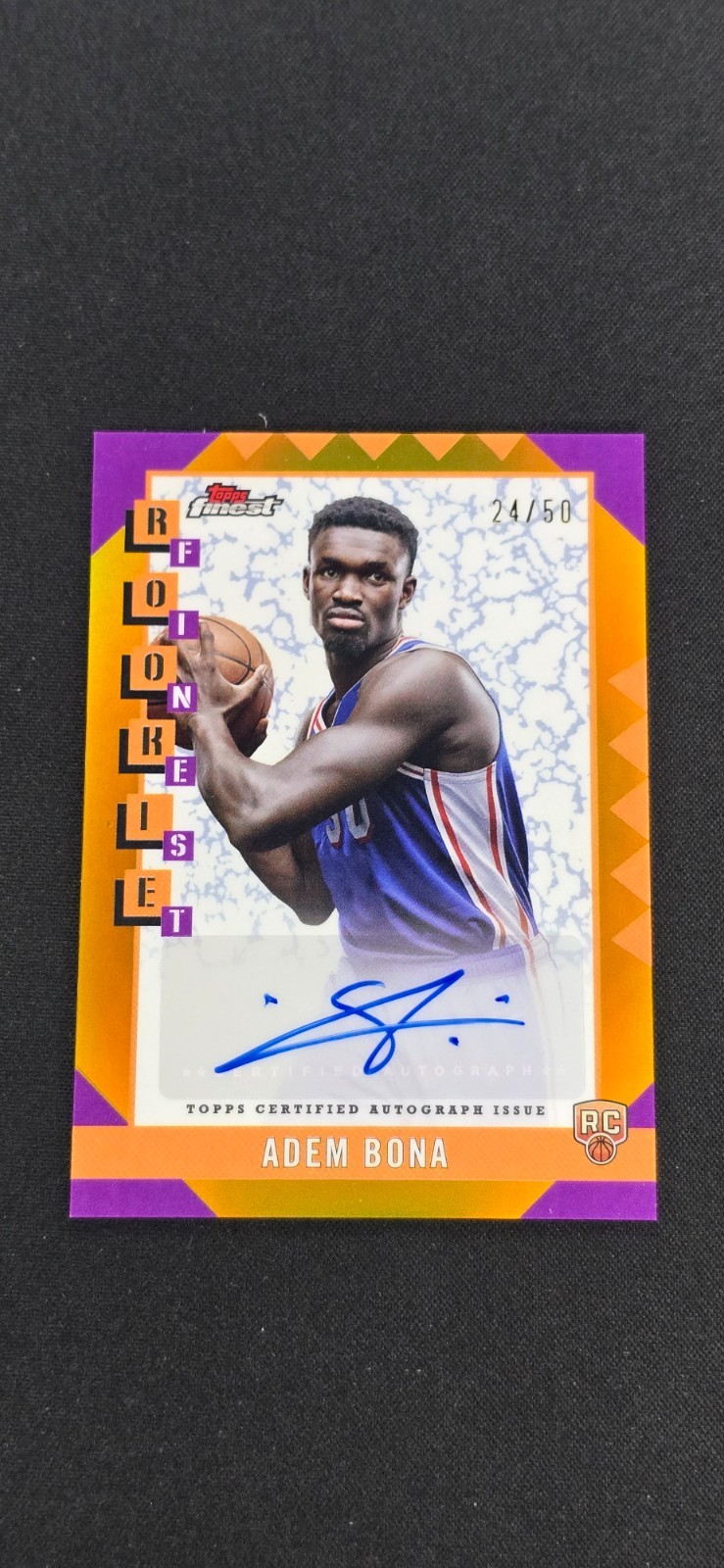 2024-25 TOPPS FINEST BASKETBALL ADEM BONA GOLD REFRACTOR ROOKIE AUTO /50