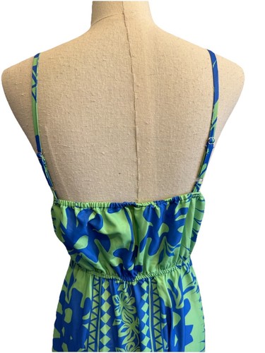 NWT Cupshe Tropical Floral Blue & Green Plunging Vneck Maxi Dress Size Large - Picture 6 of 12