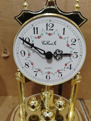VINTAGE CONCORD QUARTZ GERMAN 9" GLASS DOME CLOCK TESTED WORKING - Picture 2 of 4