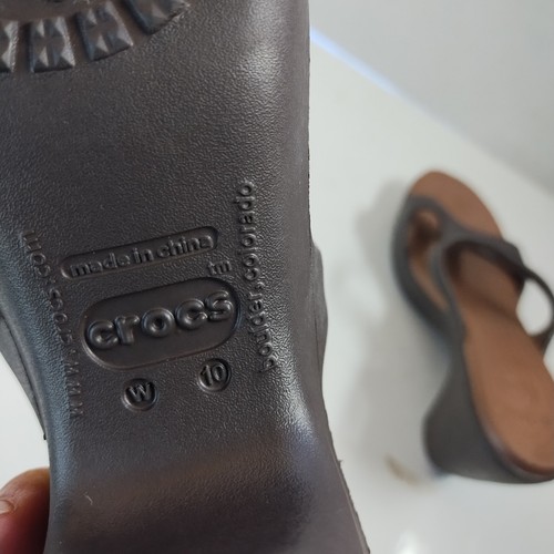 Crocs Cyprus II Heels Sandals Espresso Bronze Brown/Chunky Platform Sz 10W Heel - Picture 11 of 12