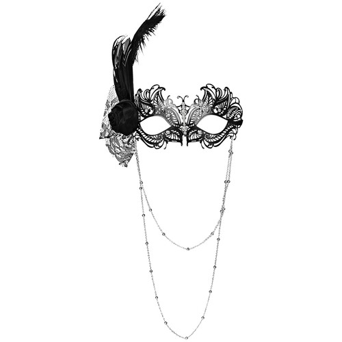 Halloween Women Masquerade Mask with Long Chain Feather Venetian Masquerade Mask - Picture 2 of 20