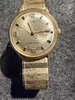Vintage Timex Mans Watch, Mechanical, Hand wind, Date, Gold Tone, 21242570A,Runs
