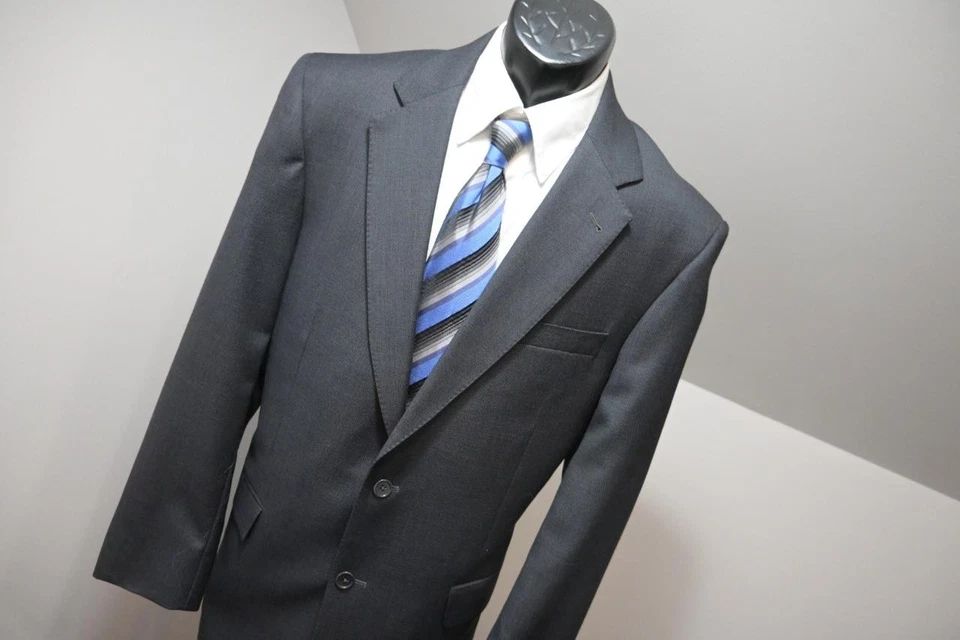 Jos A Bank 100% Lana Negro/Gris 2 Piezas Traje Pantalones Chaqueta Hombre Talla 32 x 34 42 L Foto 3 de 4