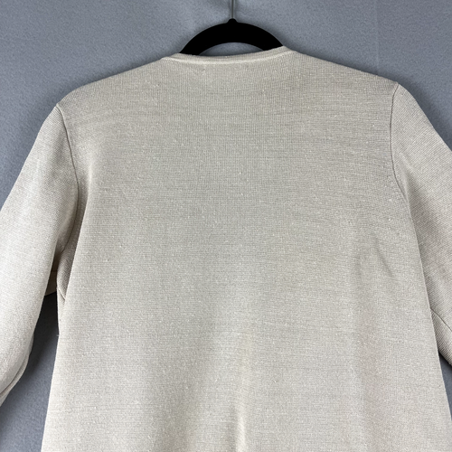 J. Crew Juliette Collarless Linen Blend Sweater Blazer Women Medium Beige Preppy - Picture 11 of 13