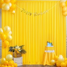 2 Panels 5x10ft Yellow Backdrop Curtain for Parties Wrinkle Free Drapes