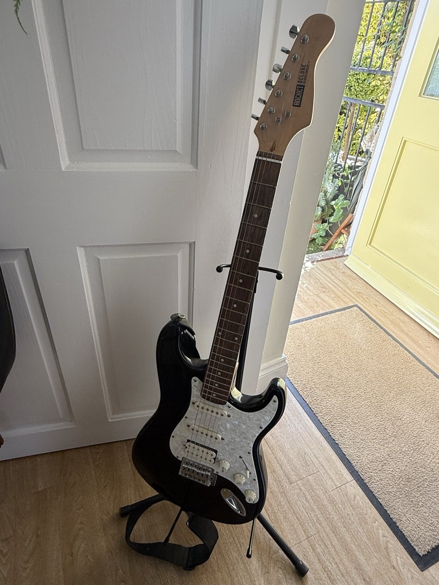 Rocket Deluxe Electric Guitar Black With Stand And Lead | eBay UK