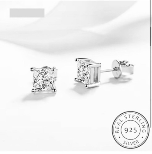 2CTTW Princess Cut Lab Created diamond Stud Earrings 925 Sterling Silver - Picture 3 of 5
