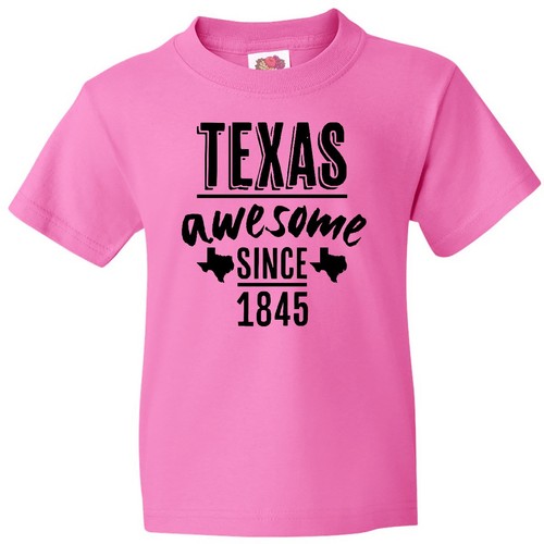 Inktastic Texas Awesome Since 1845 Youth T-Shirt Austin Houston Dallas City Text - Picture 1 of 7