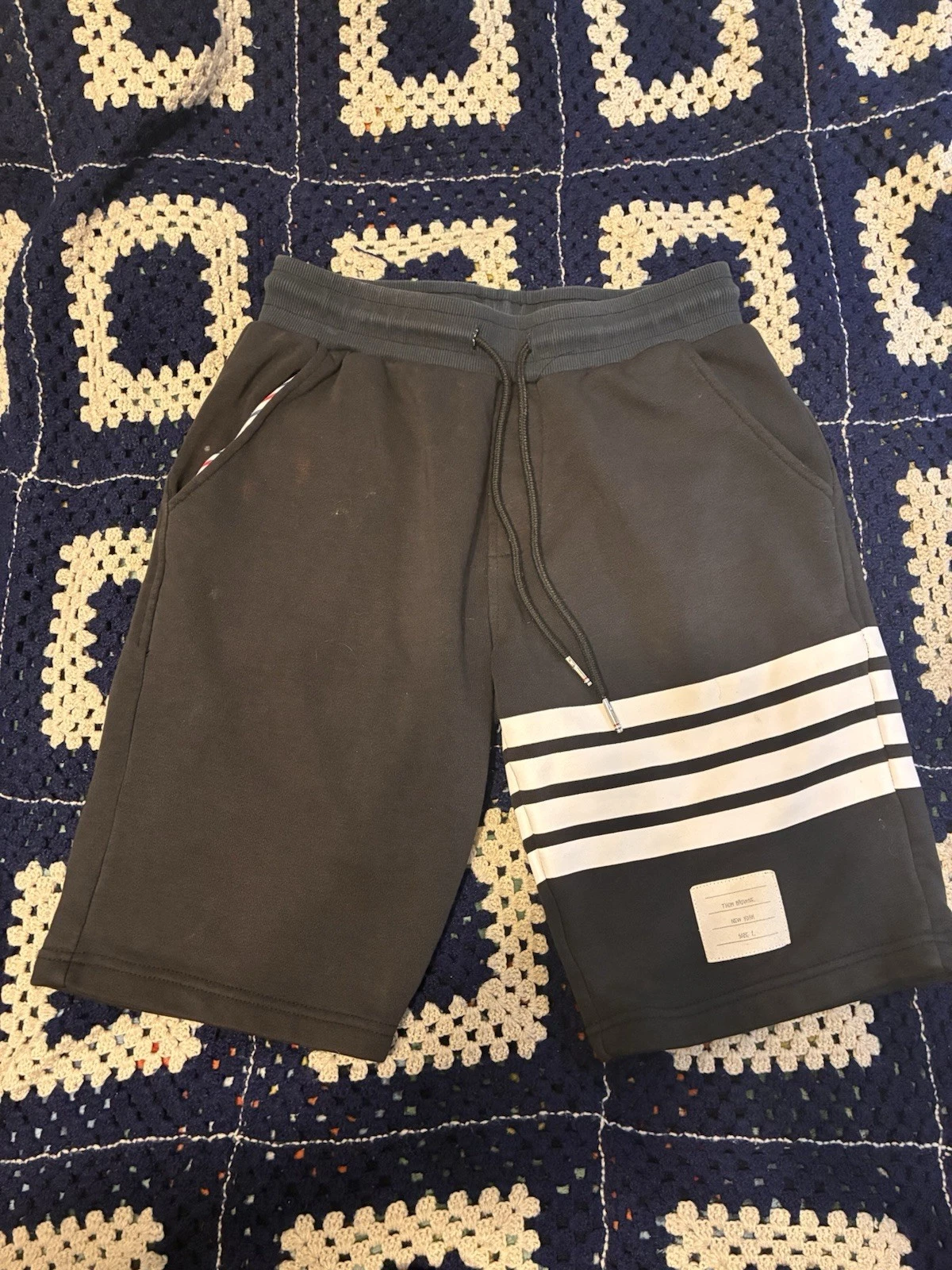 Thom Browne Sweat Shorts Black 4 Bar Stripe Size 1 Japan Made Men’s FLAWS
