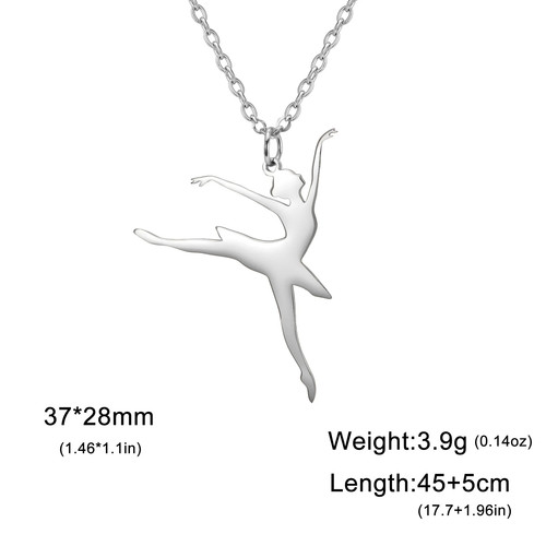 Gymnastics Pendant Necklace Stainless Steel Dancer Sport Symbol Girls Jewelry - Picture 19 of 56