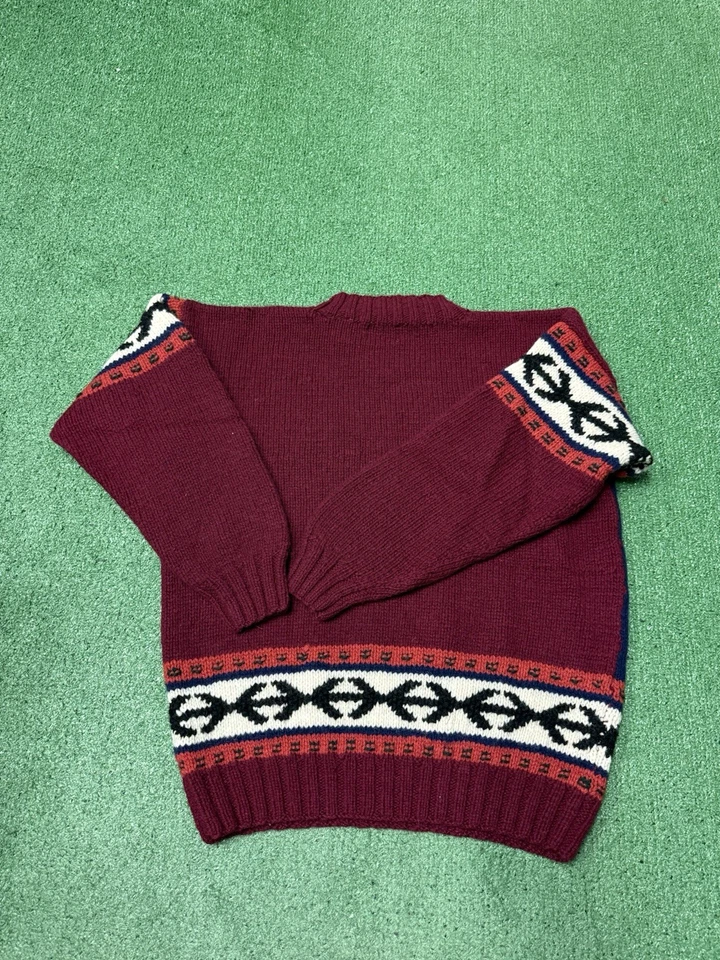 Vintage 90s Marsh Landing Hand Knit Wool Sweater Size Medium Aztec Crewneck VTG - Изображение 4 из 4