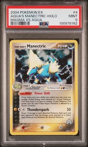 2004 POKEMON EX TEAM MAGMA VS TEAM AQUA #4 TEAM AQUA'S MANECTRIC-HOLO PSA 9